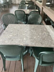 Gray Table in Covered Patio