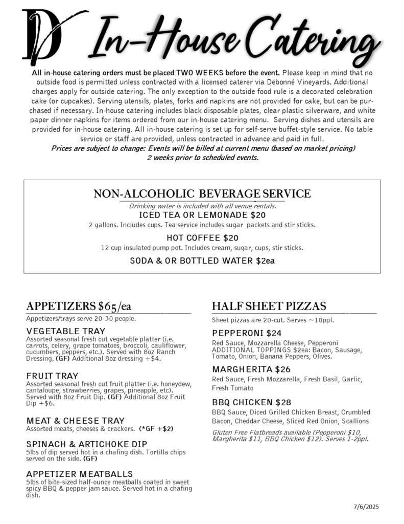 Inhouse Catering Menu 2025 PG1