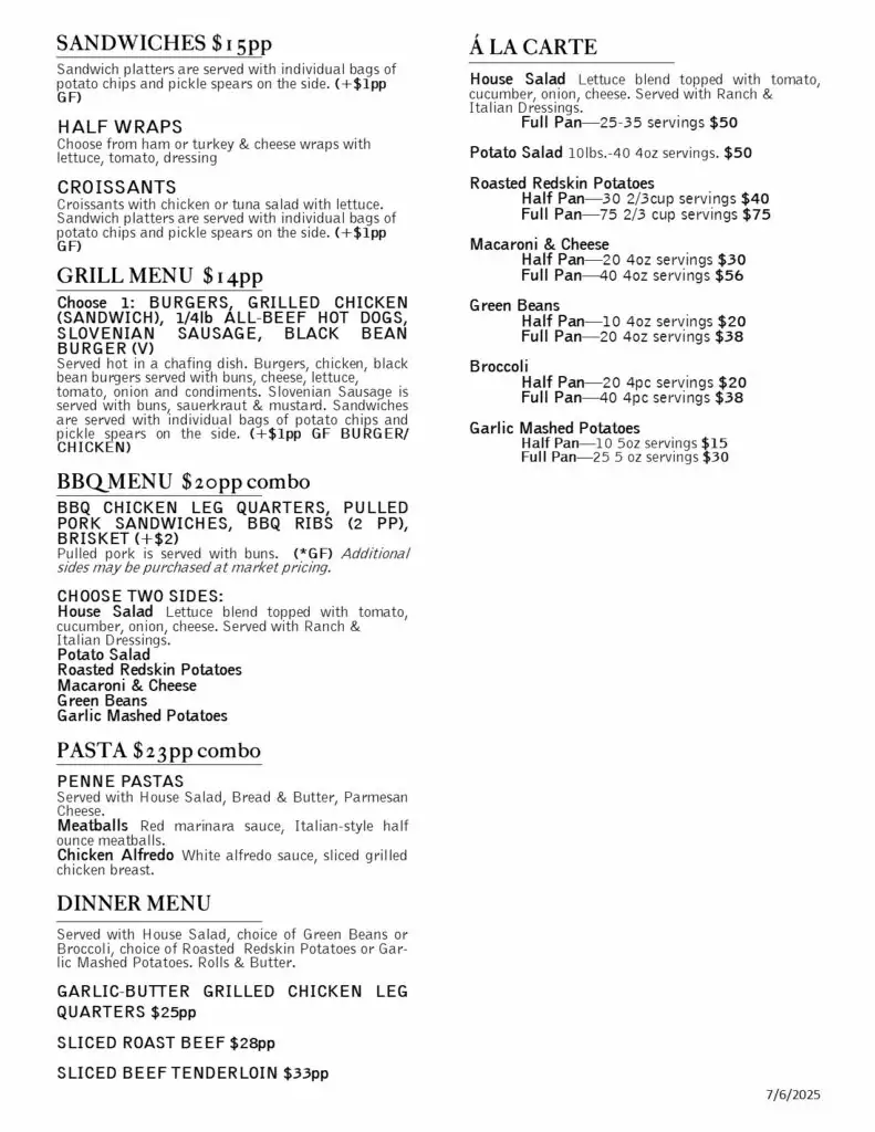 Inhouse Catering Menu 2025 PG2